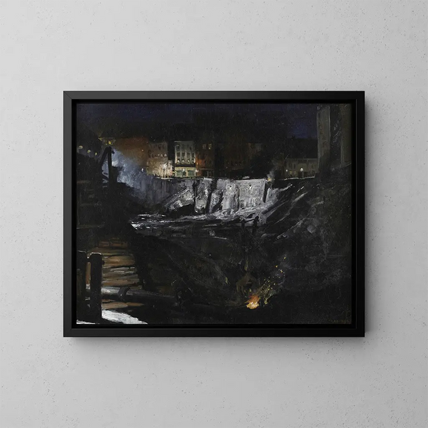 Ausgrabung bei Nacht - George Wesley Bellows — gerahmtes Bild an der Wand
