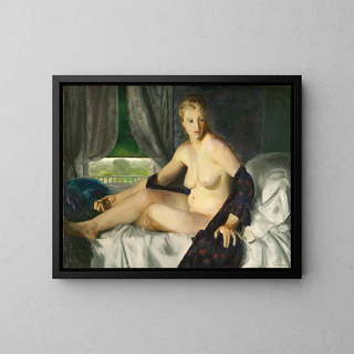 Akt mit Fächer - George Wesley Bellows — gerahmtes Bild an der Wand