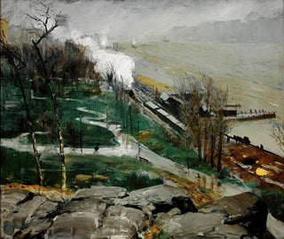 Regen auf dem Fluss - George Wesley Bellows — Ansicht des Kunstwerks