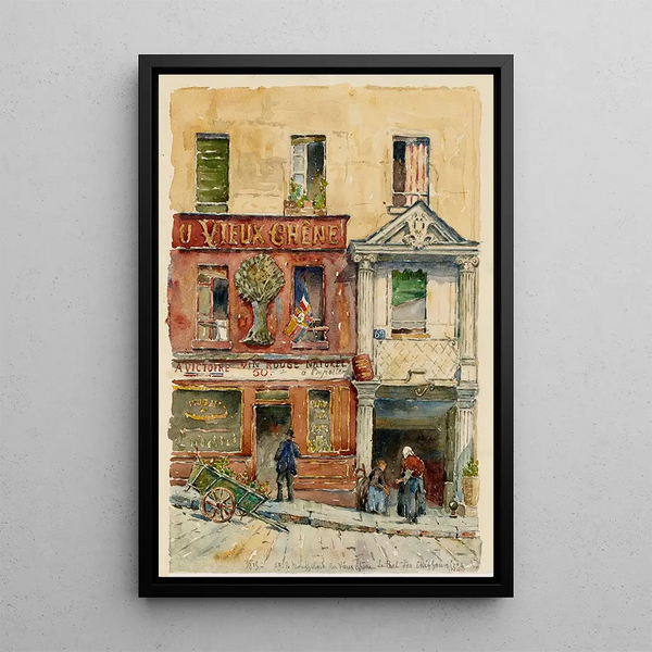 rue Mouffetard Boutique de vins à l'enseigne du Vieux chêne - Georges-Henri Manesse — gerahmtes Bild an der Wand