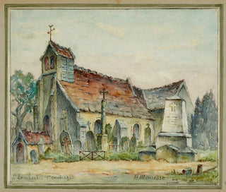 Ansicht der Kirche und des Friedhofs von Saint-Laurent, wo die Überreste der Nonnen und Einsiedler von Port-Royal beigesetzt wurden - Georges-Henri Manesse — Ansicht des Kunstwerks