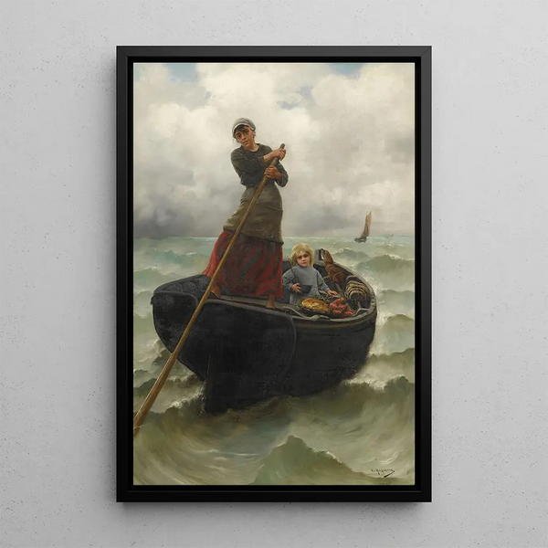 Die Frau des Fischers - Georges-Jean-Marie Haquette — gerahmtes Bild an der Wand