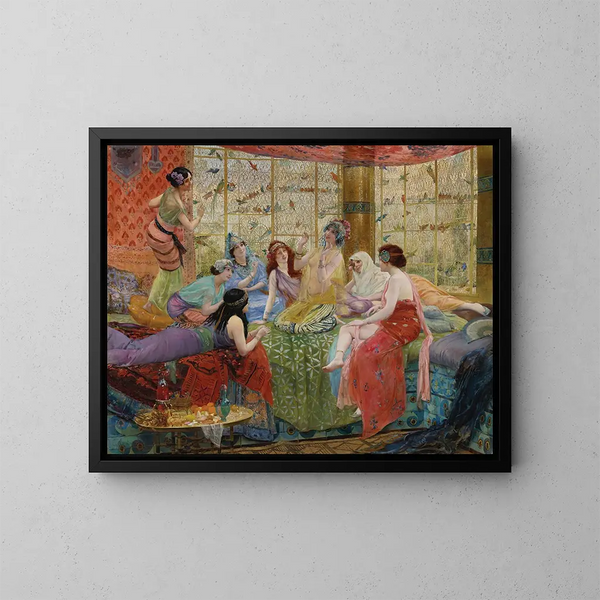 Die plaudernden Vögel - Georges Antoine Rochegrosse — gerahmtes Bild an der Wand