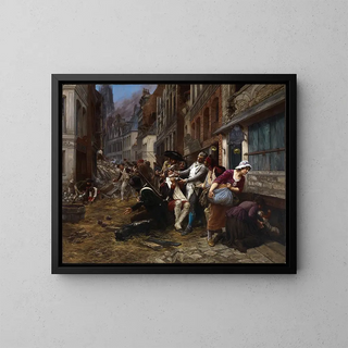 Episode der Belagerung von Lille 1792 - Georges Gaston Théodore Melingue — gerahmtes Bild an der Wand