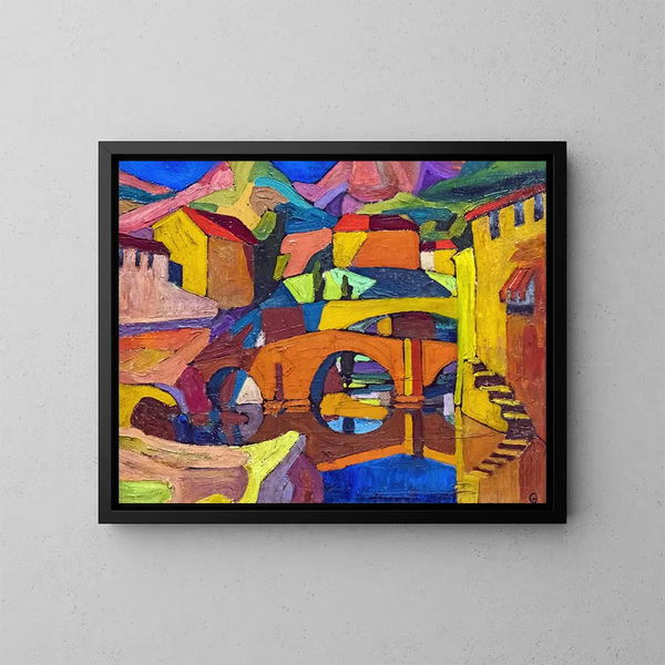 Village cubiste - Georges Gaudion — gerahmtes Bild an der Wand