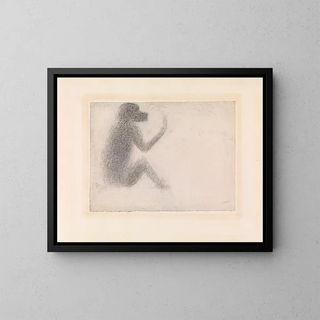 Singe sitzend - Georges Seurat — gerahmtes Bild an der Wand