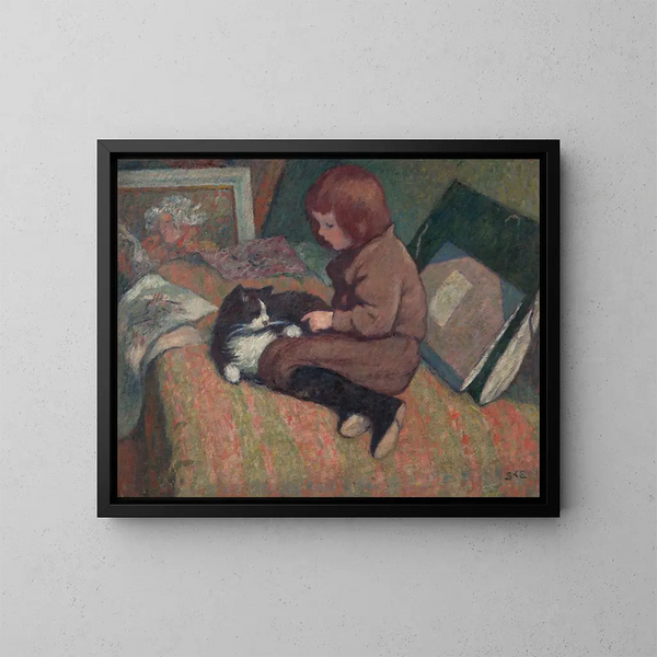L'Enfant au chat - Georges d'Espagnat — gerahmtes Bild an der Wand