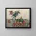 Naturstillleben mit Blumen in einer blauen und weißen Vase, Äpfeln und Birnen auf einem Tisch - Georges d'Espagnat — gerahmtes Bild an der Wand