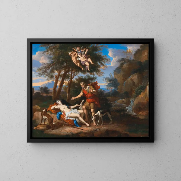 Venus und Adonis - Gerard Hoet — gerahmtes Bild an der Wand