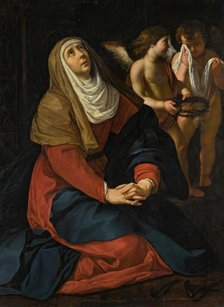 Gerard Seghers - The Virgin In Prayer At The Foot Of The Cross With Crying Angels.webp