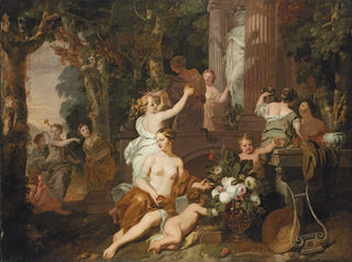 Nymphe und Bacchanten, die dem Tempel der Flora huldigen - Gerard de Lairesse — Ansicht des Kunstwerks