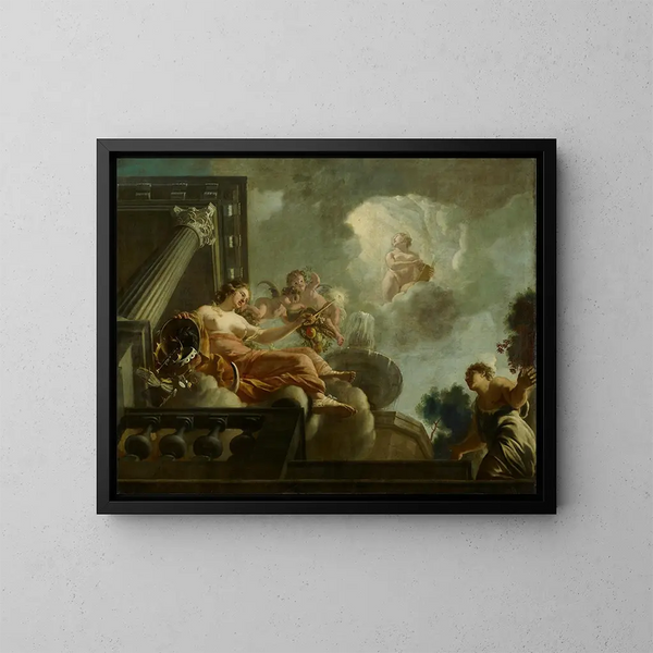 Das Religion fördert den Überfluss. Allegorische Darstellung der Fürsorge für Aussätzige und Unschuldige. - Gerard de Lairesse — gerahmtes Bild an der Wand