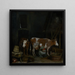 Eine Magd, die eine Kuh in einer Scheune behandelt - Gerard ter Borch — gerahmtes Bild an der Wand