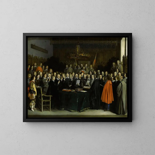Die Ratifizierung des Münchener Vertrags - Gerard ter Borch — gerahmtes Bild an der Wand