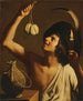 eines jungen Mannes, der eine brennende Kerze hält, mit einer Flasche Scamorza-Käse neben ihm - Gerard van Honthorst — Ansicht des Kunstwerks