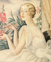 Frau in weißem Kleid sitzend auf dem Fenstersims - Gerda Wegener — Ansicht des Kunstwerks