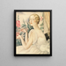 Frau in weißem Kleid sitzend auf dem Fenstersims - Gerda Wegener — gerahmtes Bild an der Wand