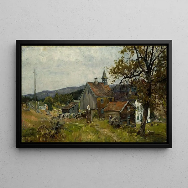 Ferme Vik à Stange - Gerhard Munthe — gerahmtes Bild an der Wand