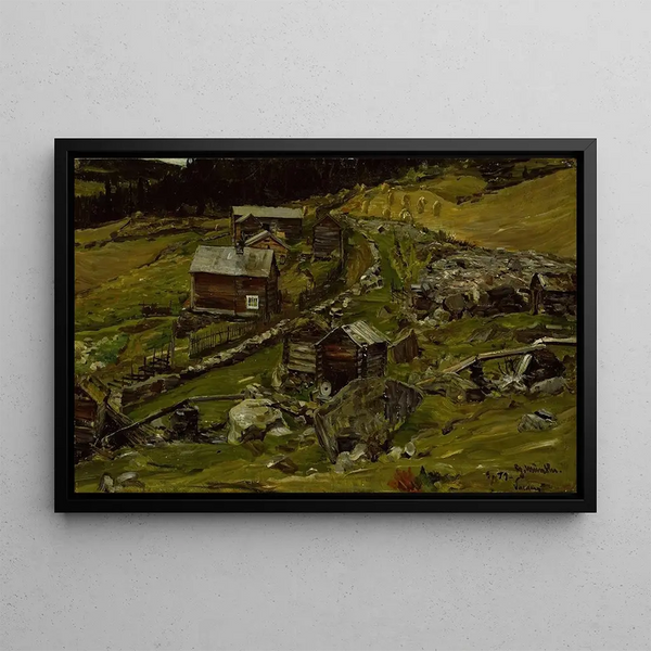 Ferme dans le Valdres - Gerhard Munthe — gerahmtes Bild an der Wand