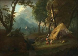 German School - Wooded landscape with a hut in a storm.webp