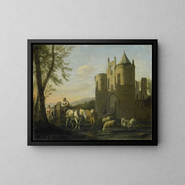 Die Haupttür des Schlosses von Egmond - Gerrit Adriaensz Berckheyde — gerahmtes Bild an der Wand