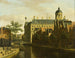 Das Nieuwezijds Voorburgwal mit dem Blumen- und Baumarkt in Amsterdam - Gerrit Adriaensz Berckheyde — Ansicht des Kunstwerks