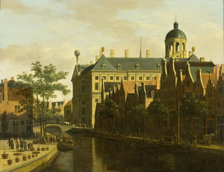 Das Nieuwezijds Voorburgwal mit dem Blumen- und Baumarkt in Amsterdam - Gerrit Adriaensz Berckheyde — Ansicht des Kunstwerks