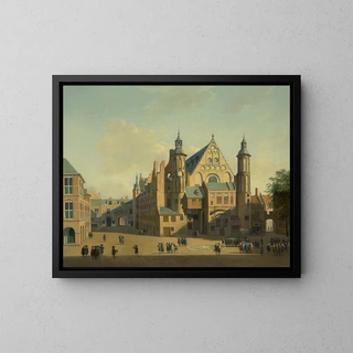 Die Hof des Binnenhof mit der Ridderzaal in Den Haag - Gerrit Adriaensz Berckheyde — gerahmtes Bild an der Wand