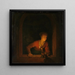 Mädchen mit einer Öllampe an einem Fenster - Gerrit Dou — gerahmtes Bild an der Wand