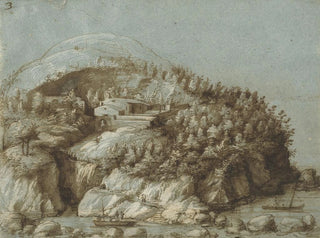 Landschaft mit sanften Hügeln und Schiffen - Gherardo Cibo — Ansicht des Kunstwerks