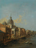 Venedig Eine Ansicht des Canal Grande mit der Kirche San Simeone Piccolo - Giacomo Guardi — Ansicht des Kunstwerks
