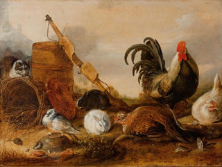 Tiere im Hof - Gijsbert Gillisz de Hondecoeter — Ansicht des Kunstwerks