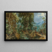 Landschaft mit ausgedehntem Wald, einem Dorf und einer Stadt jenseits der Berge - Gillis van Coninxloo — gerahmtes Bild an der Wand