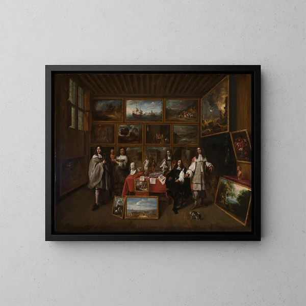 Eine Galerie von Gemälden - Gillis van Tilborgh — gerahmtes Bild an der Wand