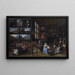 Eine Galerie von Gemälden mit einem Künstler, der eine Frau und ein Mädchen malt, Allegorie der Malerei - Gillis van Tilborgh — gerahmtes Bild an der Wand