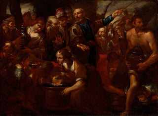 Moses schlägt den Felsen - Gioacchino Assereto — Ansicht des Kunstwerks