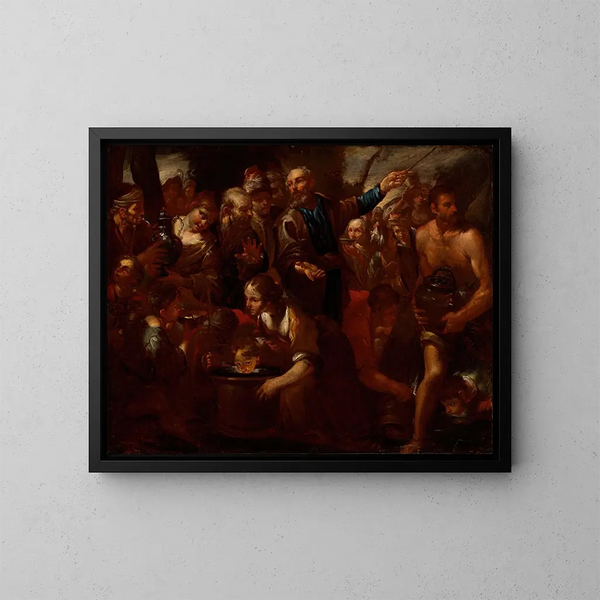 Moses schlägt den Felsen - Gioacchino Assereto — gerahmtes Bild an der Wand