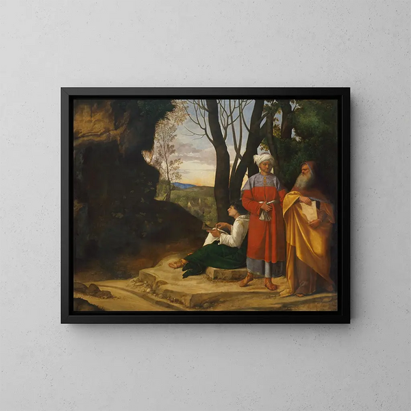 Drei Philosophen - Giorgione — gerahmtes Bild an der Wand