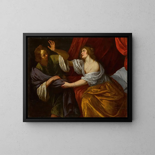 Joseph und die Frau des Potiphar - Giovanni Andrea de Ferrari — gerahmtes Bild an der Wand