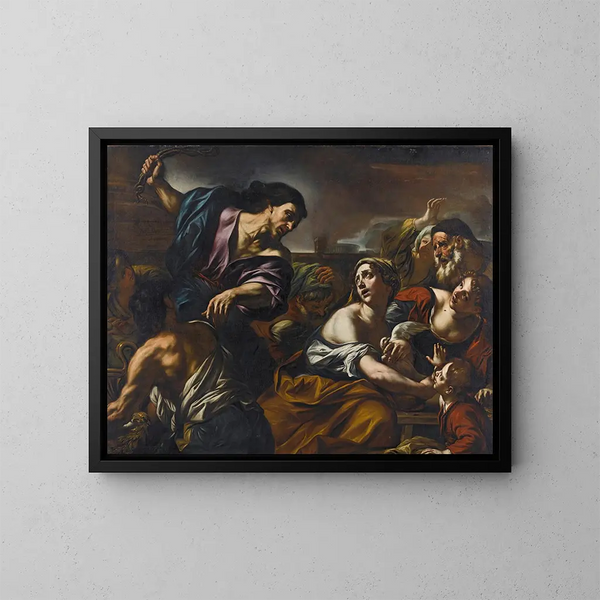L'Expulsion du Temple - Giovanni Battista Beinaschi — gerahmtes Bild an der Wand