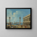 Venedig, Blick vom Kai aus der Piazzetta in südlicher Richtung zu San Giorgio Maggiore mit den Säulen von San Marco und San Teodoro sowie der Sansoviniana-Bibliothek - Giovanni Battista Cimaroli — gerahmtes Bild an der Wand