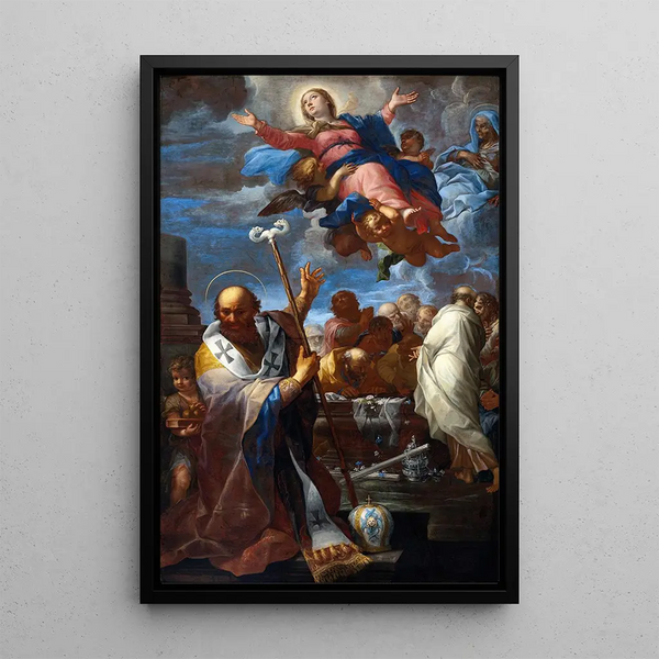 L'Assomption de la Vierge avec les Saints Anne et Nicolas de Myre - Giovanni Battista Lenardi — gerahmtes Bild an der Wand