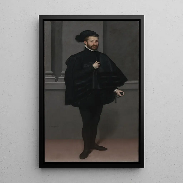 Der schwarze Ritter - Giovanni Battista Moroni — gerahmtes Bild an der Wand