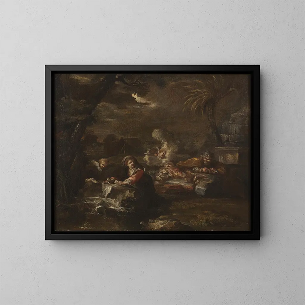 Repos pendant la fuite en Égypte - Giovanni Battista Pace — gerahmtes Bild an der Wand