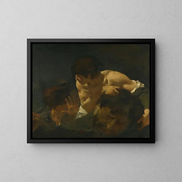 David und Goliath - Giovanni Battista Piazzetta — gerahmtes Bild an der Wand
