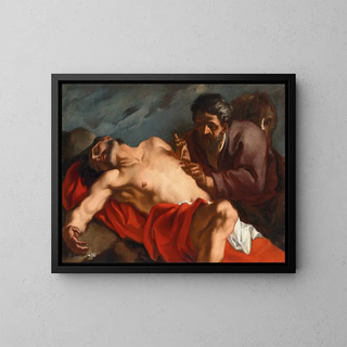 Der gute Samariter - Giovanni Battista Piazzetta — gerahmtes Bild an der Wand