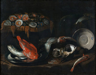 Natur stillleben mit Fisch und Austern - Giovanni Battista Recco — Ansicht des Kunstwerks
