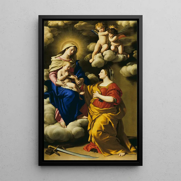 Der mystische Hochzeit der heiligen Katharina - Giovanni Battista Salvi da Sassoferrato — gerahmtes Bild an der Wand