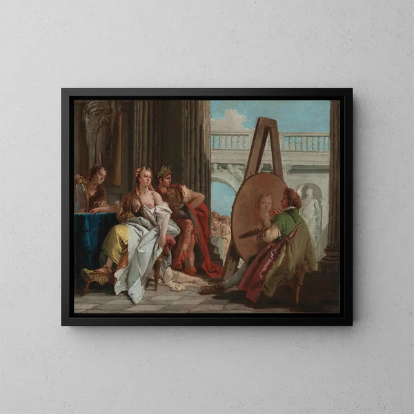 Giovanni Battista Tiepolo - Alexandre der Große und Campaspe im Atelier des Apelles als — gerahmtes Bild an der Wand