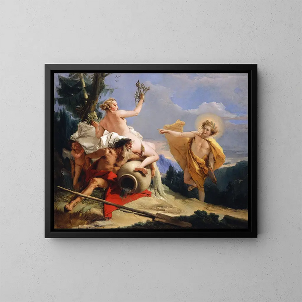 Apollon verfolgt Daphne - Giovanni Battista Tiepolo — gerahmtes Bild an der Wand
